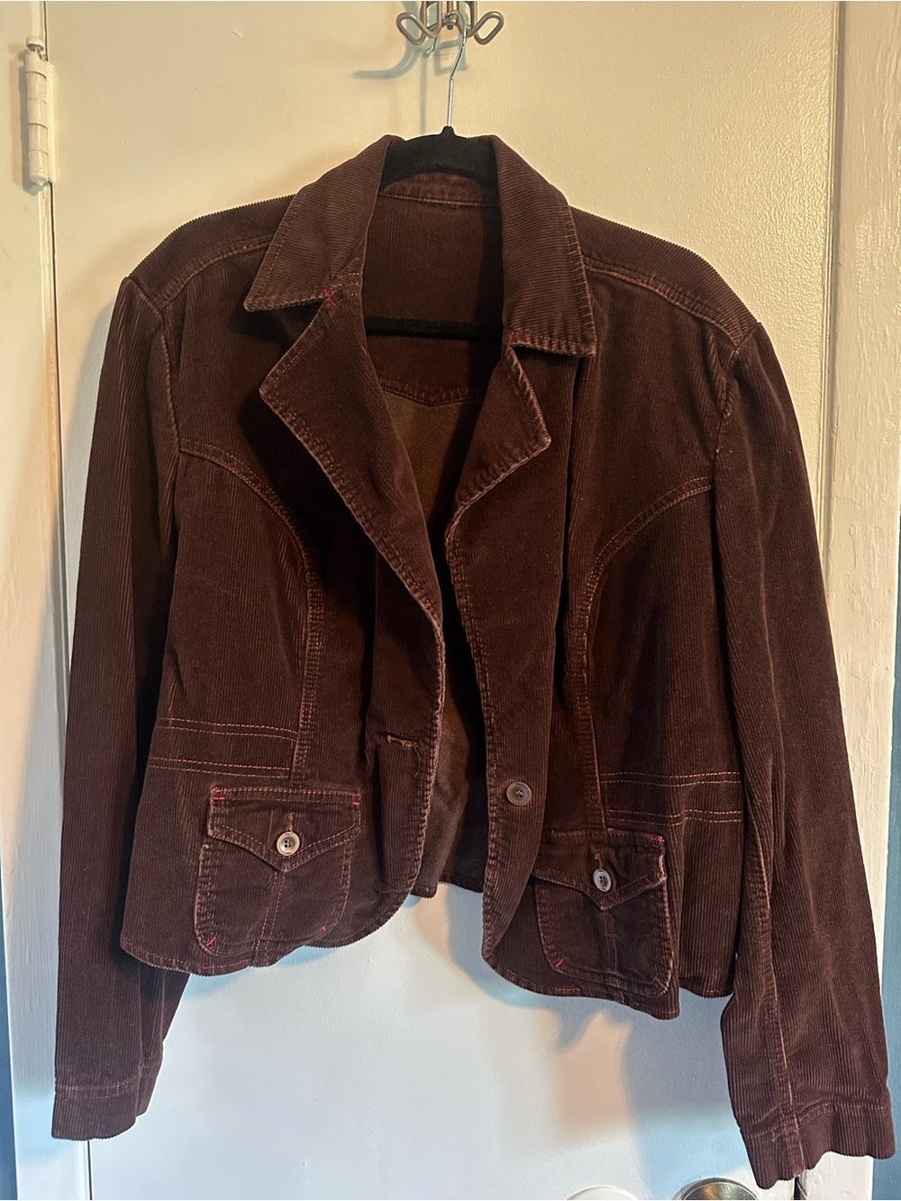 Women's Brown Corduroy Tailored Blazer Jacket